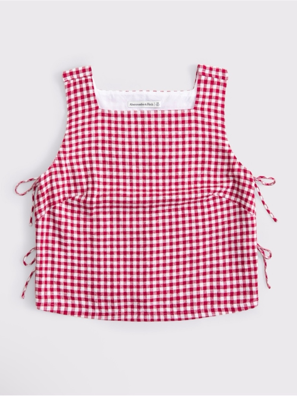 Abercrombie & Fitch Red Gingham Tie-Side Square Neck Tank Top